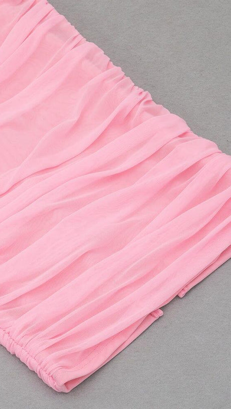 Mesh-Korsett-Midikleid in Pink