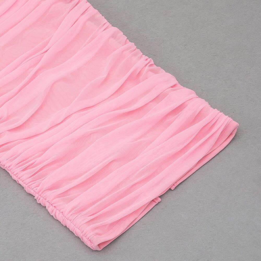 AIIZIE MESH CORSET MIDI DRESS IN PINK - product image