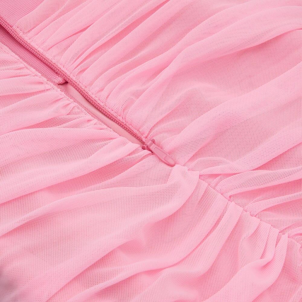 AIIZIE MESH CORSET MIDI DRESS IN PINK - product image
