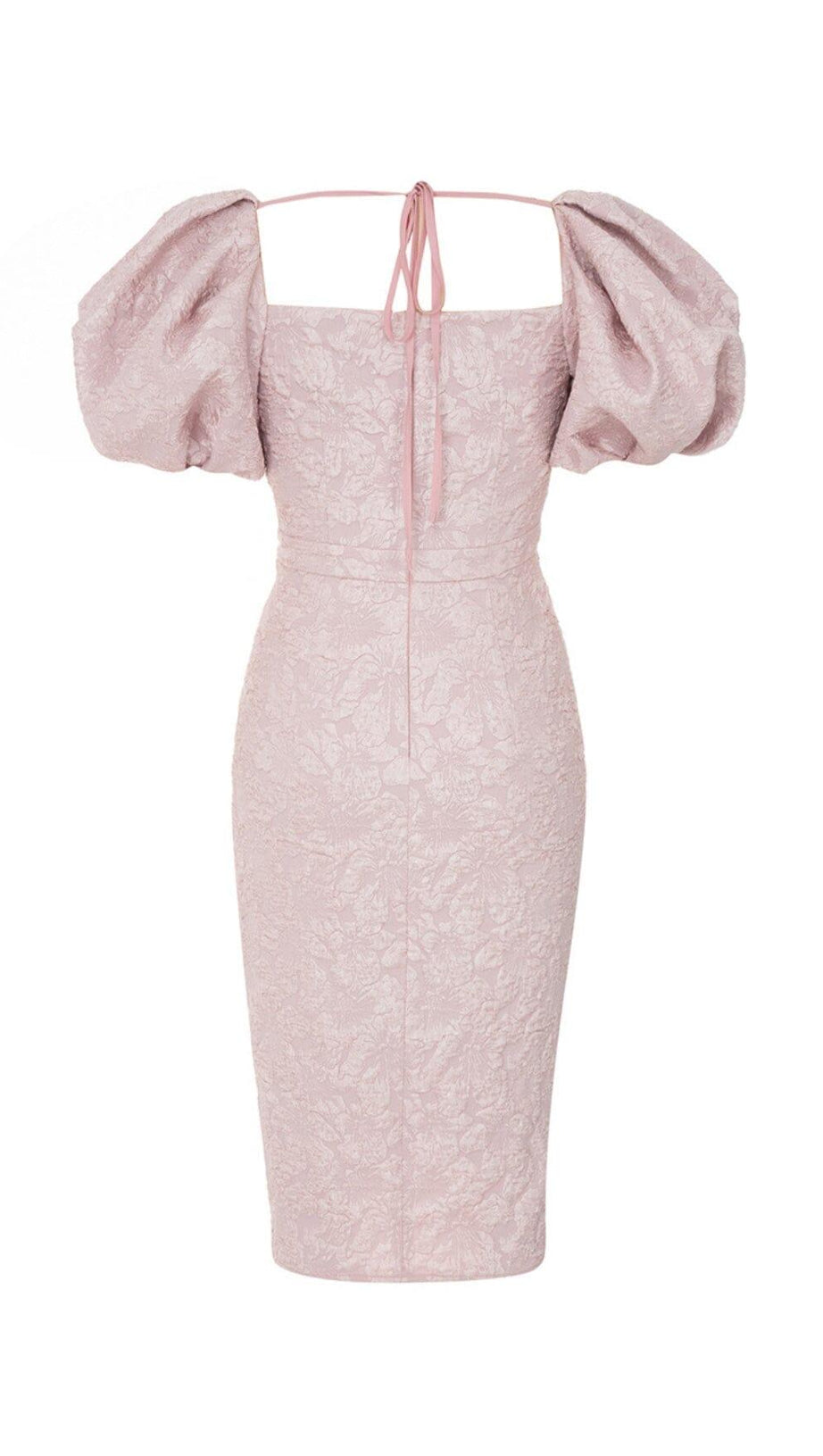 PUFF SLEEVE SPLIT MIDI DRESS IN PINK