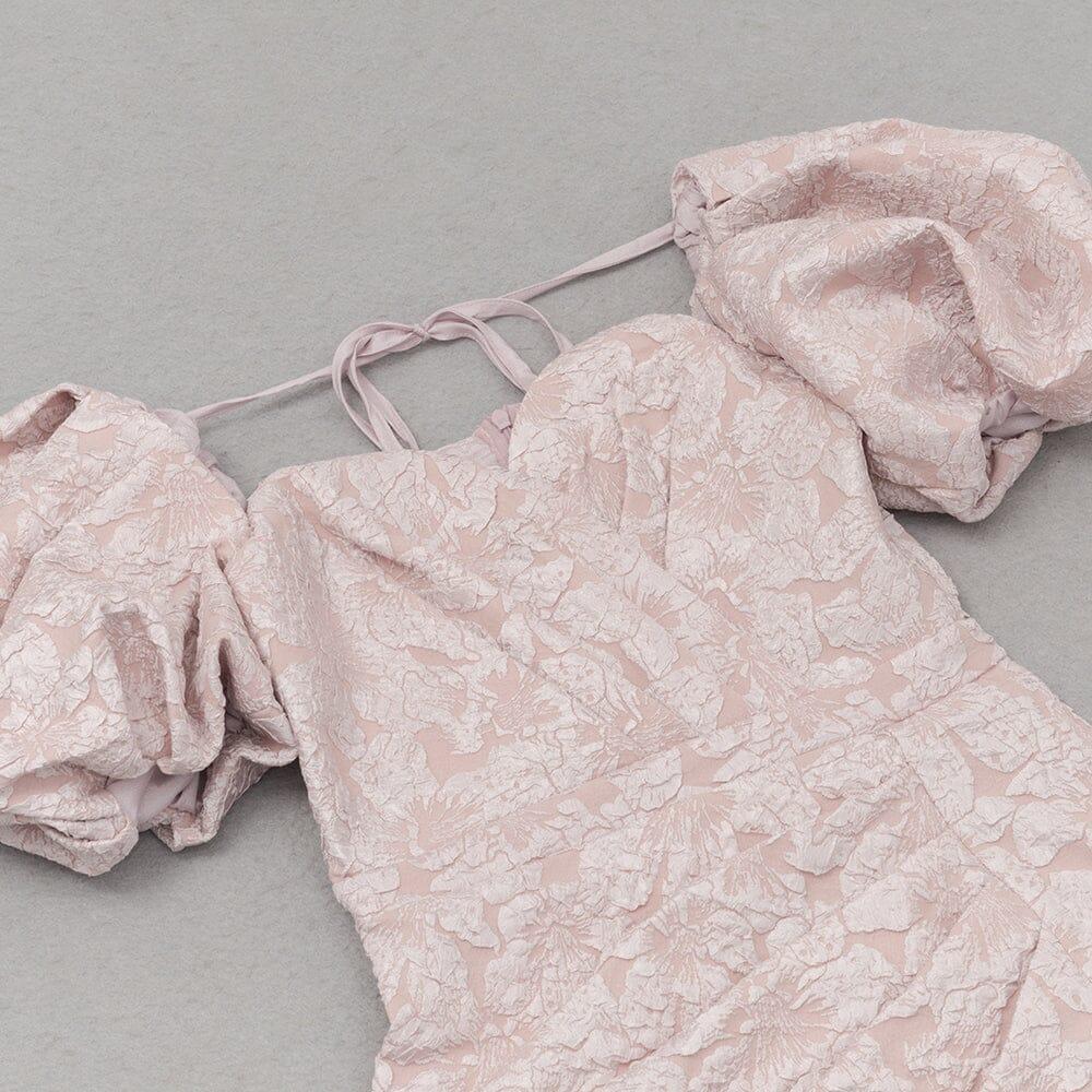 AIIZIE PUFF SLEEVE SPLIT MIDI DRESS IN PINK - product image