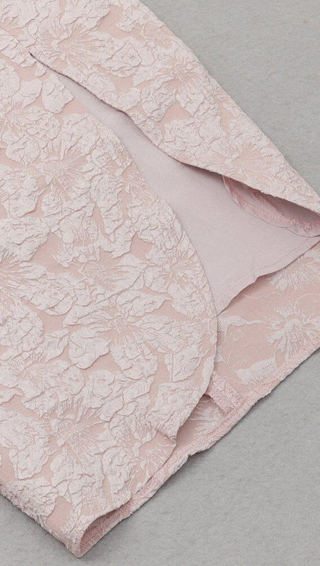 PUFF SLEEVE SPLIT MIDI DRESS IN PINK