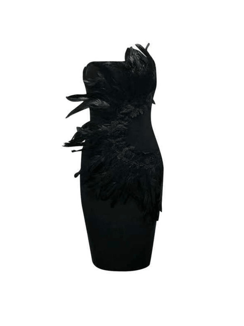 Paislee Feather Bandage Mini Dress