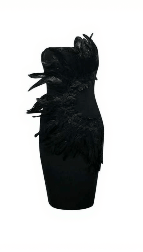 PAISLEE FEATHER BANDAGE MINI DRESS