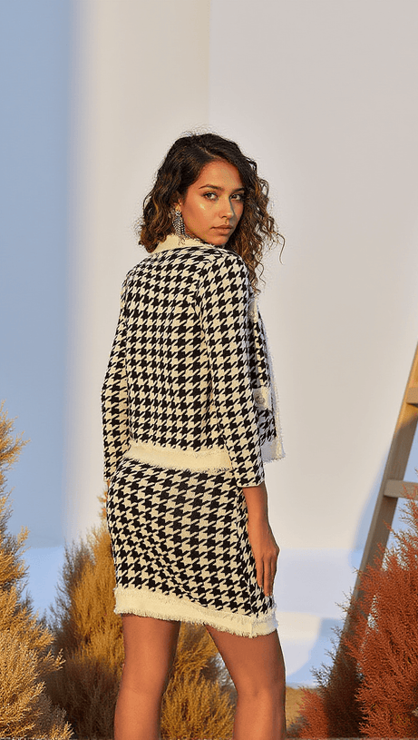 GAVI HOUNDSTOOTH KNITTED SKIRT SET
