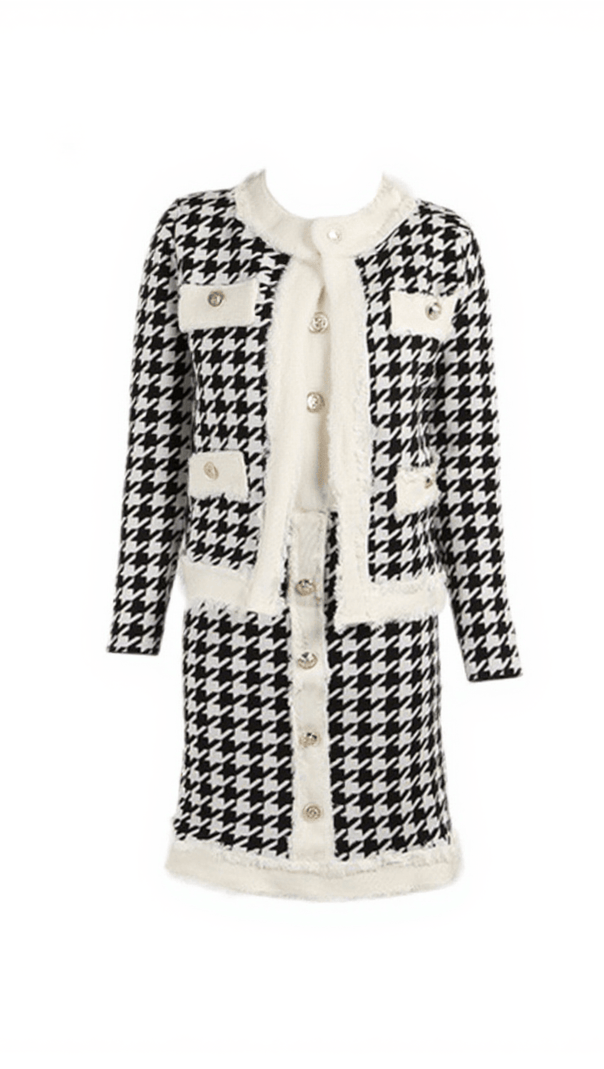 AIIZIE GAVI HOUNDSTOOTH KNITTED SKIRT SET - product image