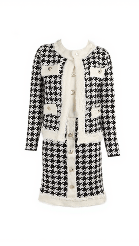 GAVI HOUNDSTOOTH KNITTED SKIRT SET