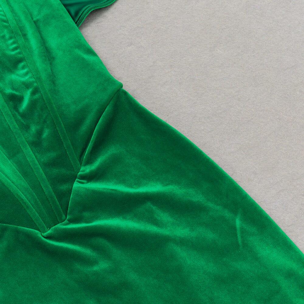 AIIZIE OFF SHOULDER CORSET MIDI DRESS IN GREEN - product image