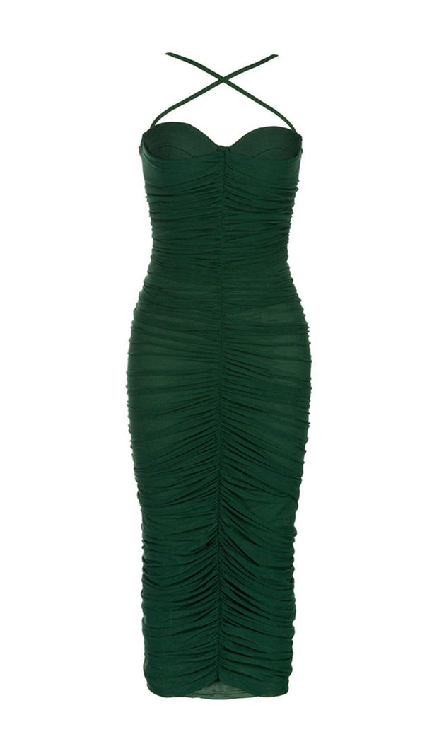AIIZIE RUCHED MIDI DRESS IN GREEN - product image