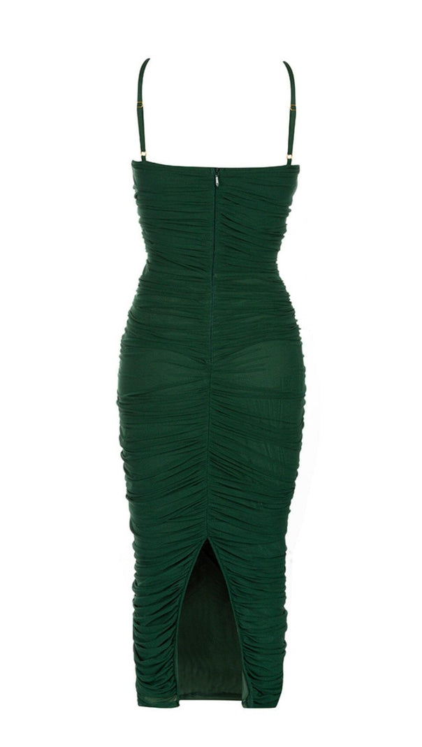 AIIZIE RUCHED MIDI DRESS IN GREEN - product image