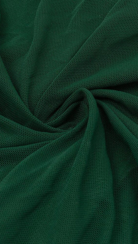 RUCHED MIDI DRESS IN GREEN