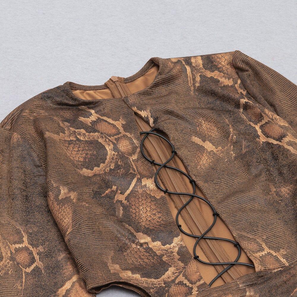 ABITO MIDI LEOPARDATO INCAVO MARRONE
