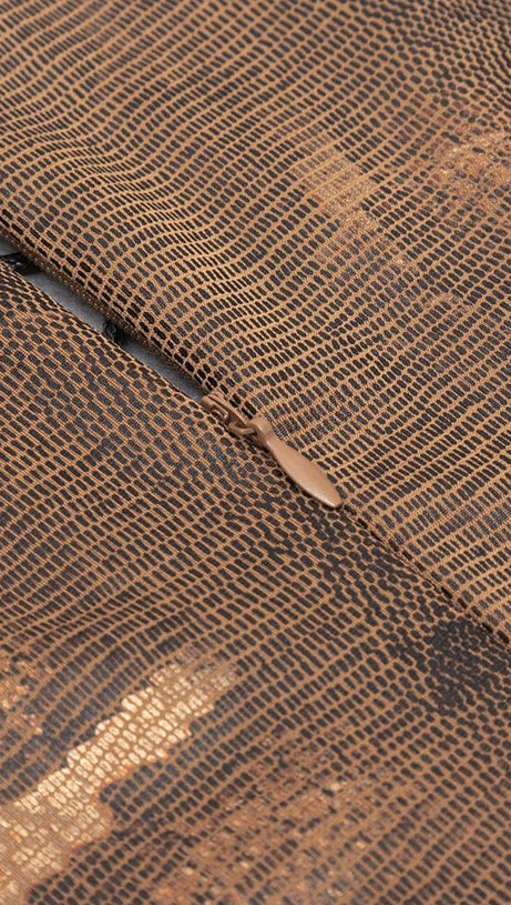 HOLLOW LEOPARD OUT MIDI DRESS IN BROWN