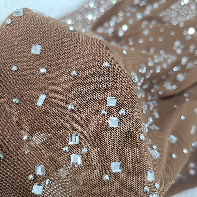 RHINESTONE AND PEARL STUDDED MAXI DRESS