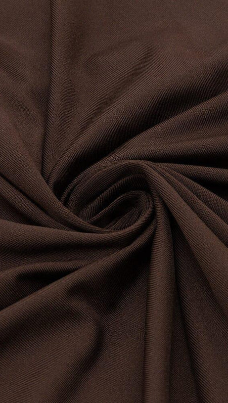 MESH LONG SLEEVE MAXI DRESS IN COFFEE