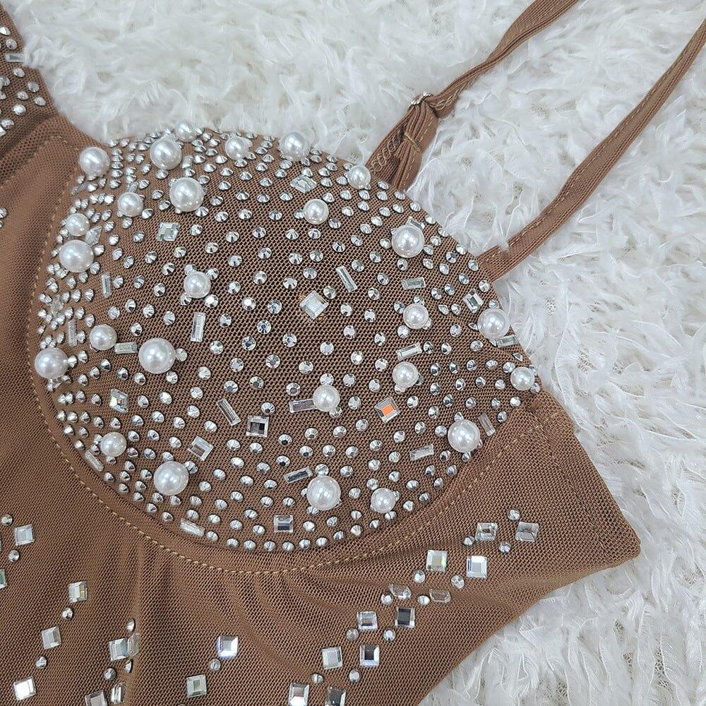 AIIZIE RHINESTONE AND PEARL STUDDED MAXI DRESS - product image