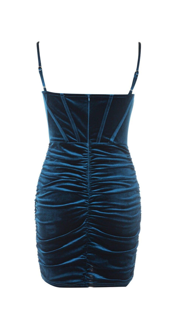 AIIZIE VELVET CORSET MINI DRESS IN BLUE - product image