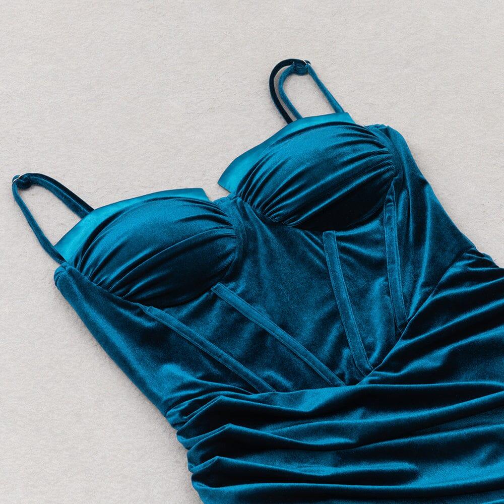 AIIZIE VELVET CORSET MINI DRESS IN BLUE - product image