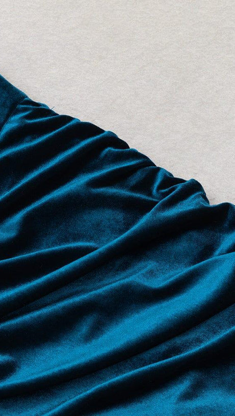 VELVET CORSET MINI DRESS IN BLUE