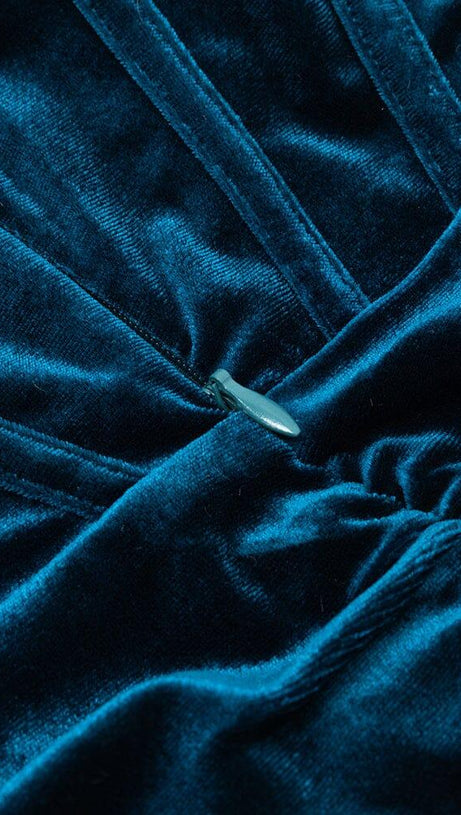 VELVET CORSET MINI DRESS IN BLUE