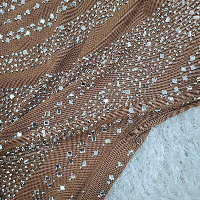 RHINESTONE AND PEARL STUDDED MAXI DRESS