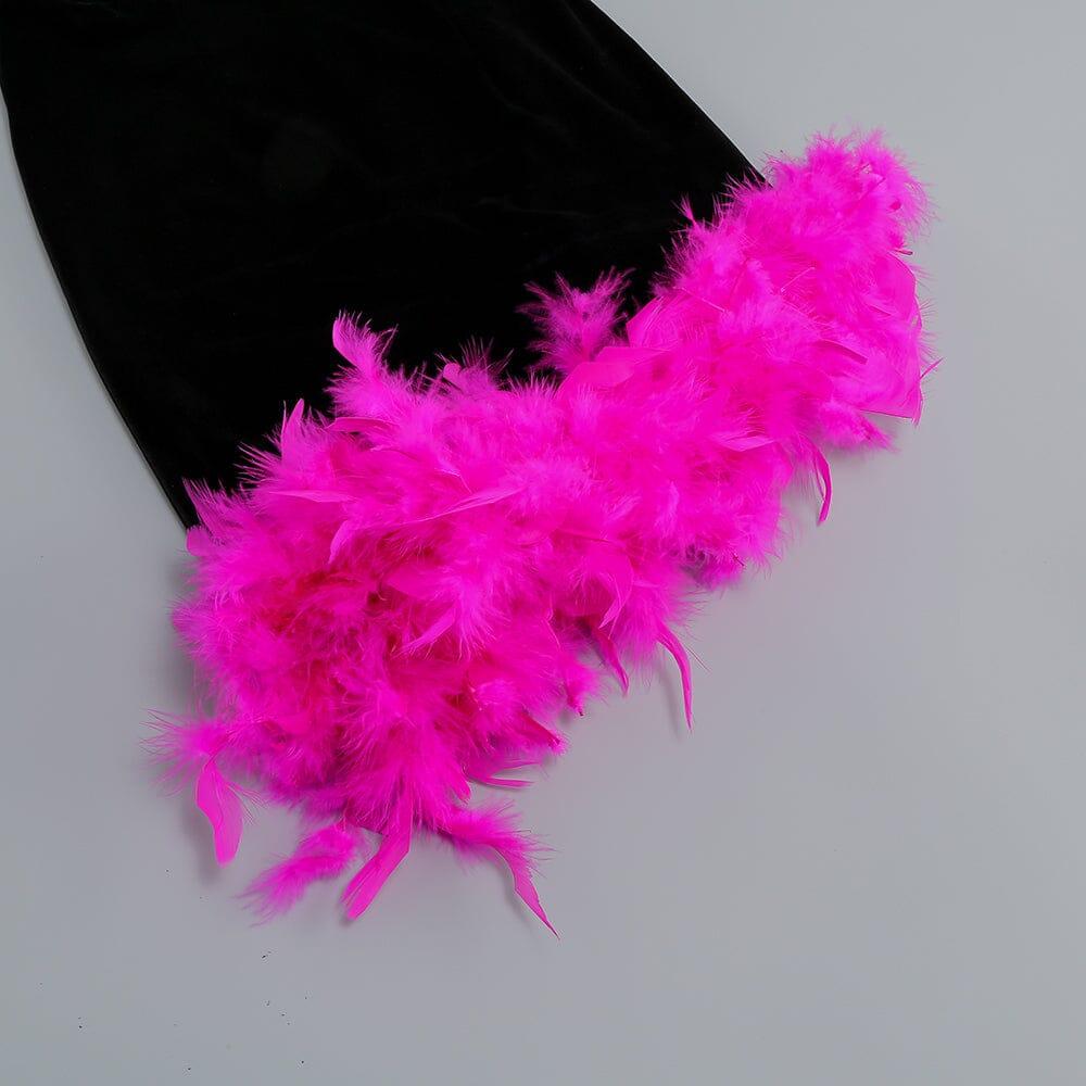 MINIABITO CON CORSETTO DI PIUME NERO