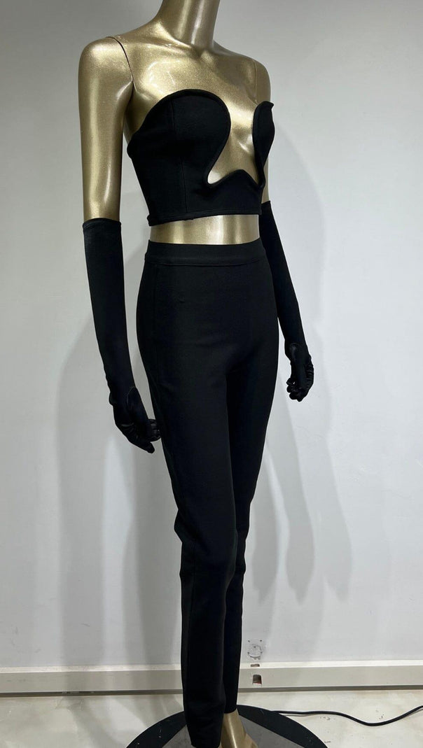 AIIZIE BANDAGE CUTOUT THREE PIECES SUIT IN BLACK - product image