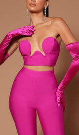 BANDAGE CUTOUT THREE PIECES SUIT IN PINK