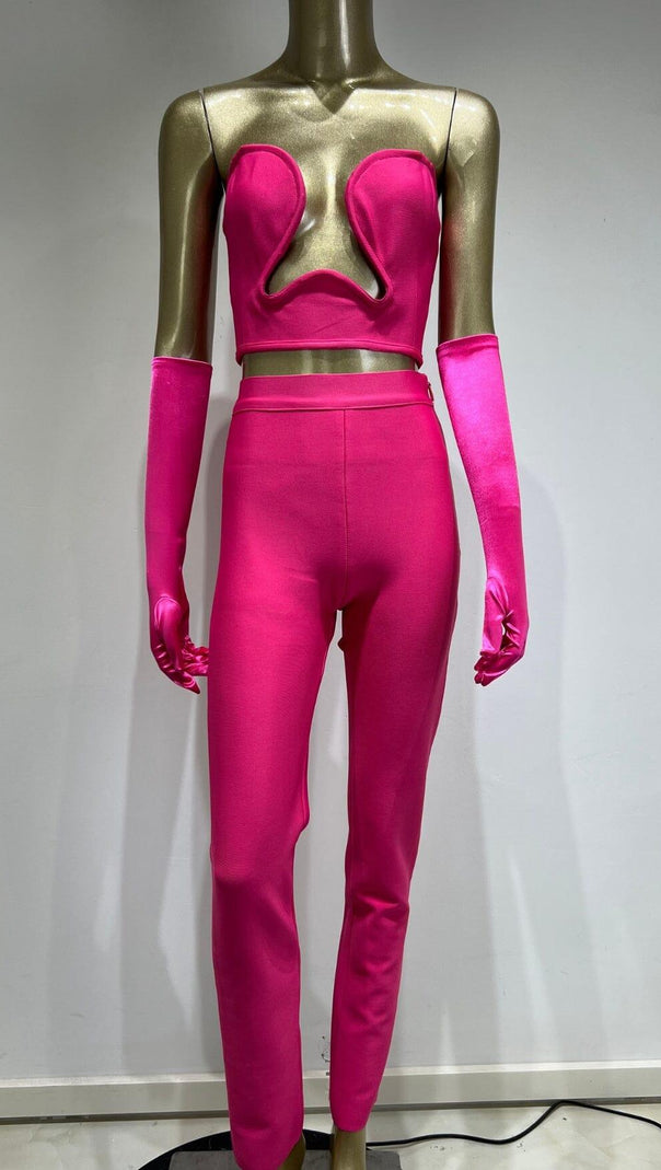 AIIZIE BANDAGE CUTOUT THREE PIECES SUIT IN PINK - product image