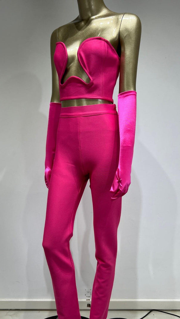 AIIZIE BANDAGE CUTOUT THREE PIECES SUIT IN PINK - product image