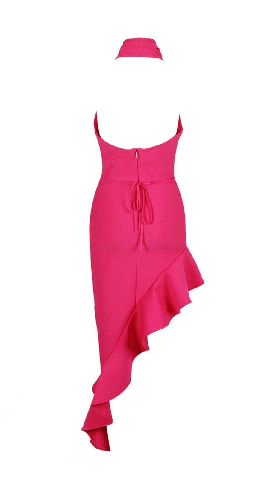 BANDAGE HALTER MIDI DRESS IN ROSE PINK