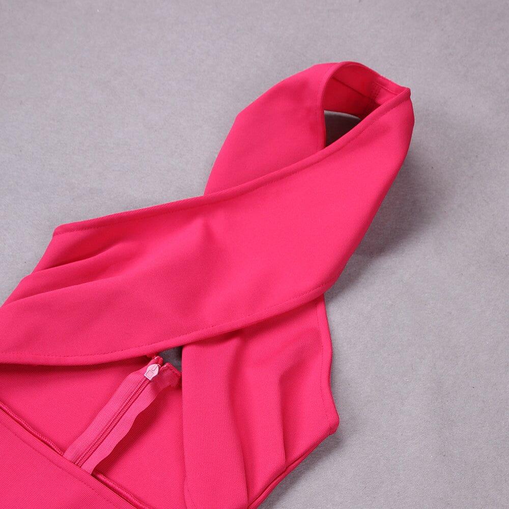 Bandage Halter Midi Dress in Rose Pink