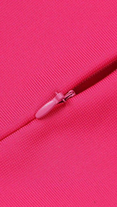 BANDAGE HALTER MIDI DRESS IN ROSE PINK