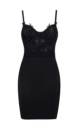 BANDAGE LACE STRAPPY MINI DRESS IN BLACK