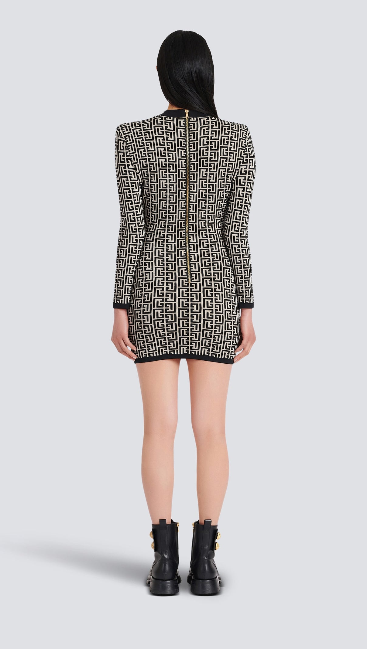 AIIZIE SHORT BICOLOR JACQUARD MINI DRESS WITH MONOGRAM - product image