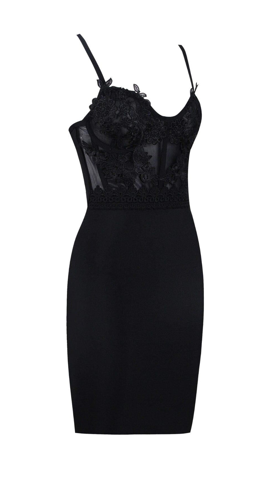 BANDAGE LACE STRAPPY MINI DRESS IN BLACK