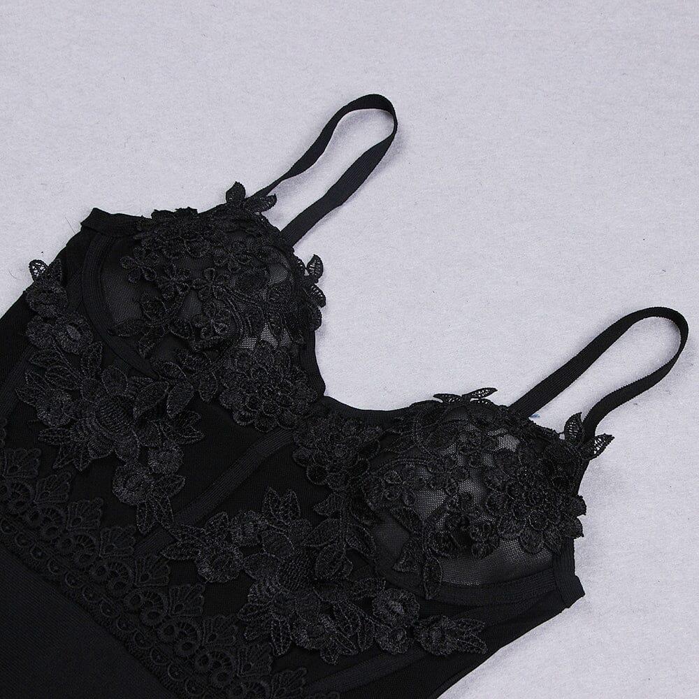 AIIZIE BANDAGE LACE STRAPPY MINI DRESS IN BLACK - product image