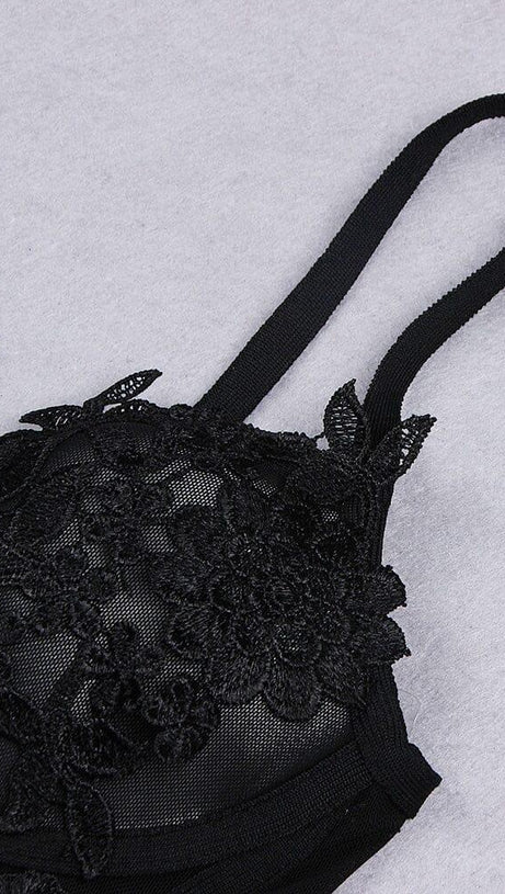 BANDAGE LACE STRAPPY MINI DRESS IN BLACK