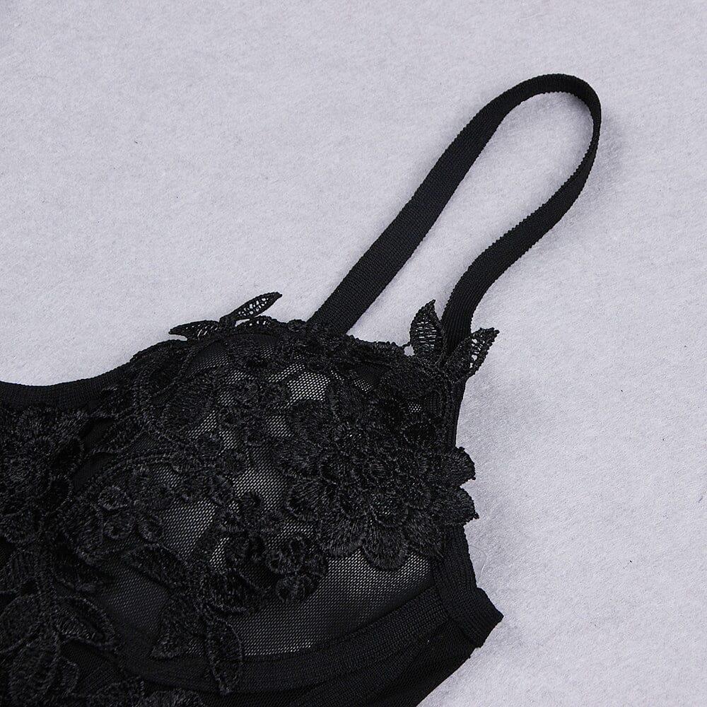 AIIZIE BANDAGE LACE STRAPPY MINI DRESS IN BLACK - product image