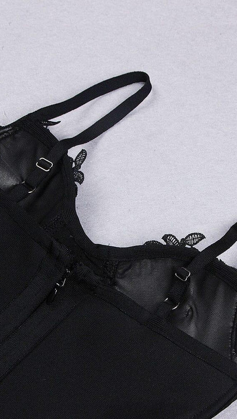 BANDAGE LACE STRAPPY MINI DRESS IN BLACK