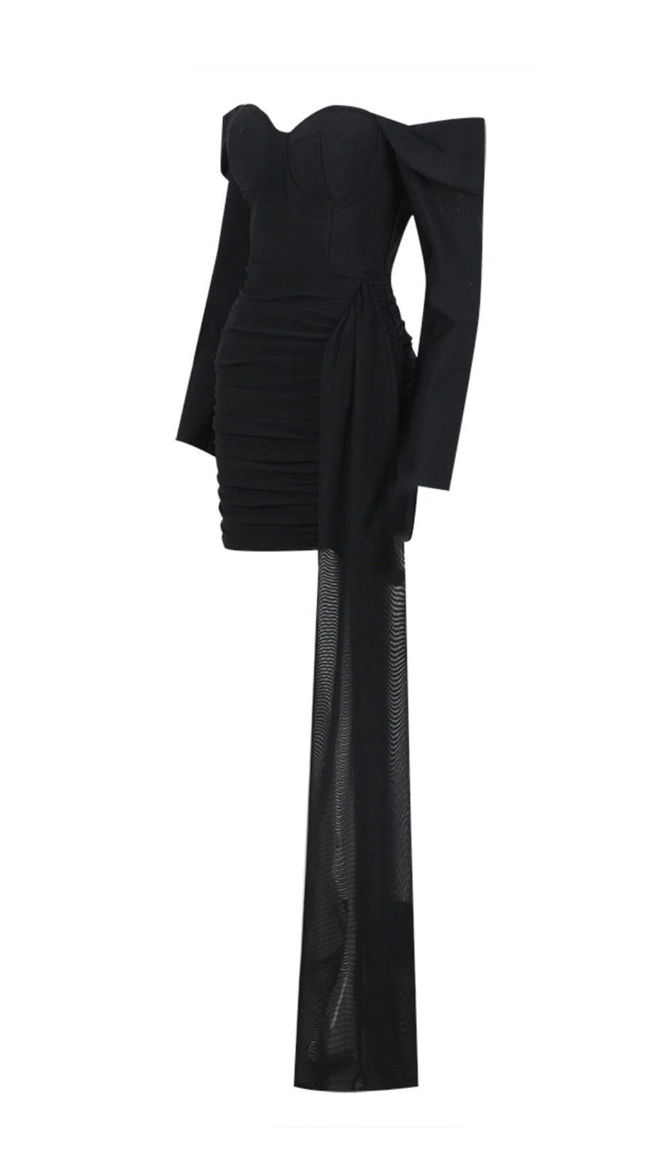 OFF SHOULDER STRAP MINI DRESS IN BLACK