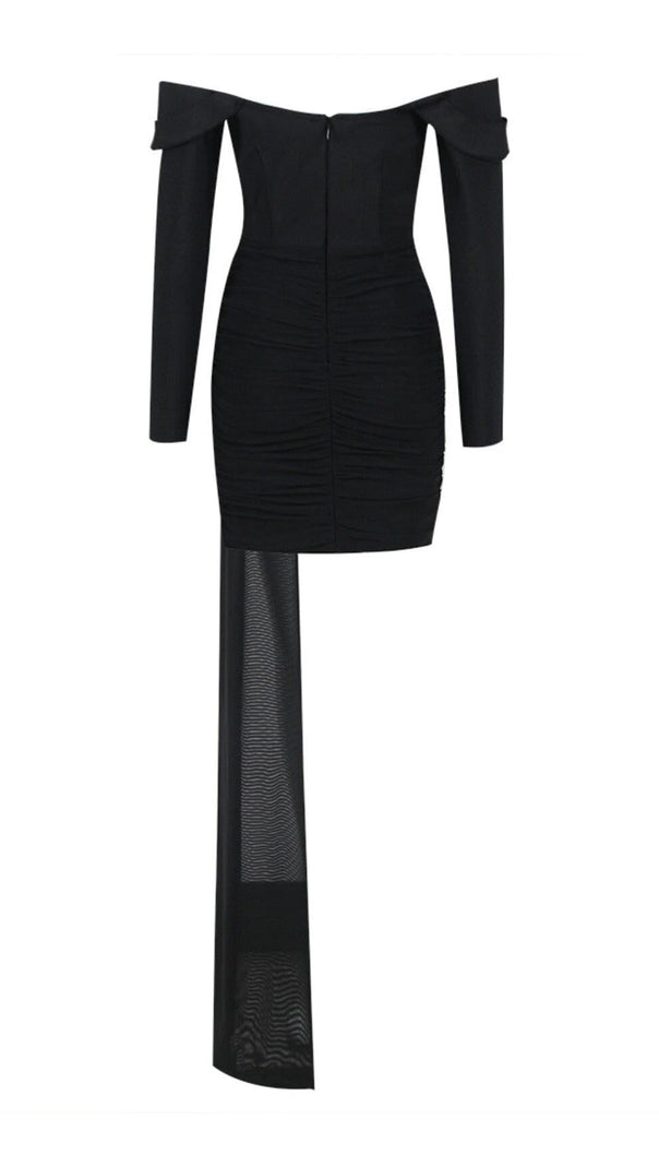 AIIZIE OFF SHOULDER STRAP MINI DRESS IN BLACK - product image