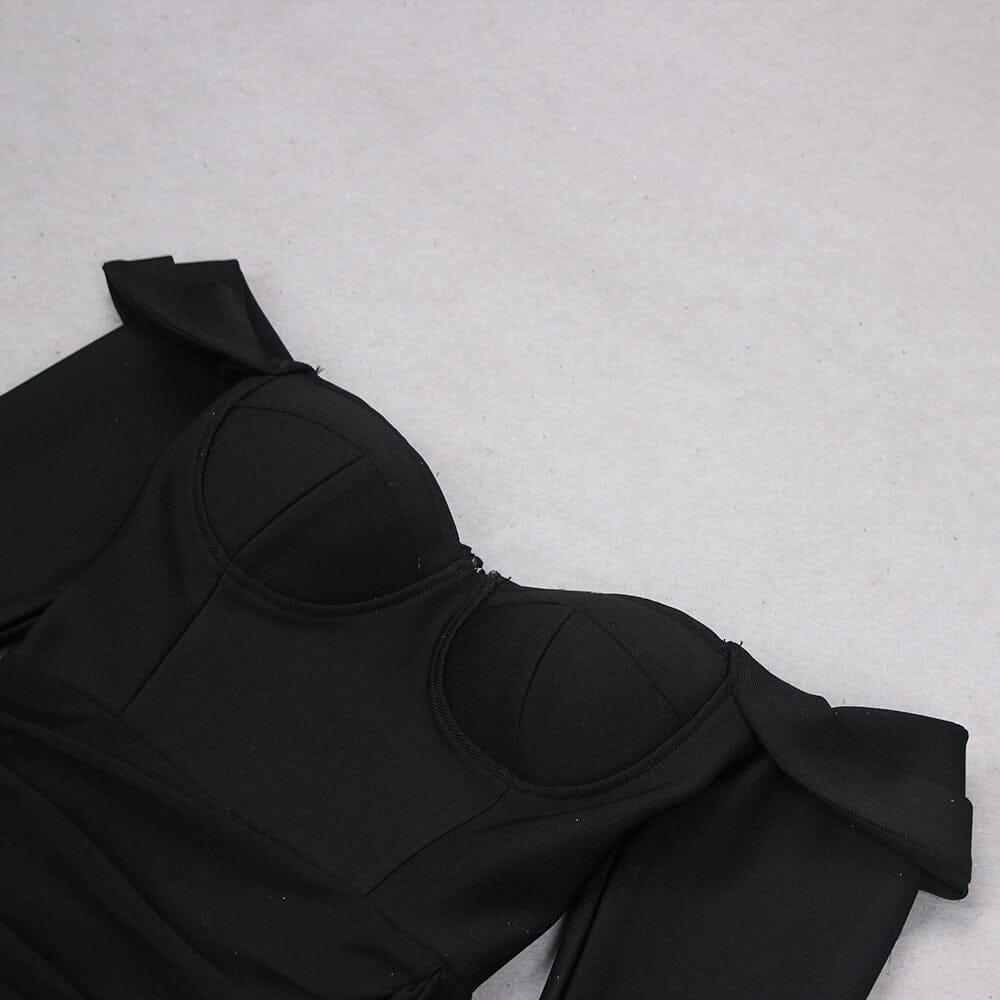 AIIZIE OFF SHOULDER STRAP MINI DRESS IN BLACK - product image