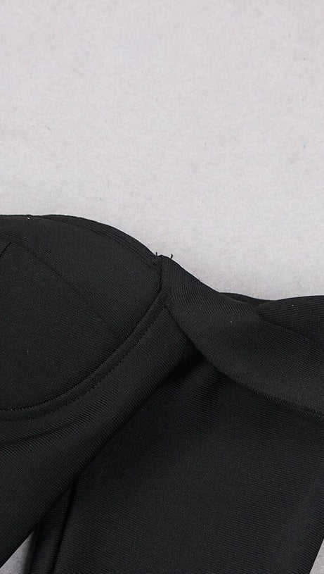 OFF SHOULDER STRAP MINI DRESS IN BLACK