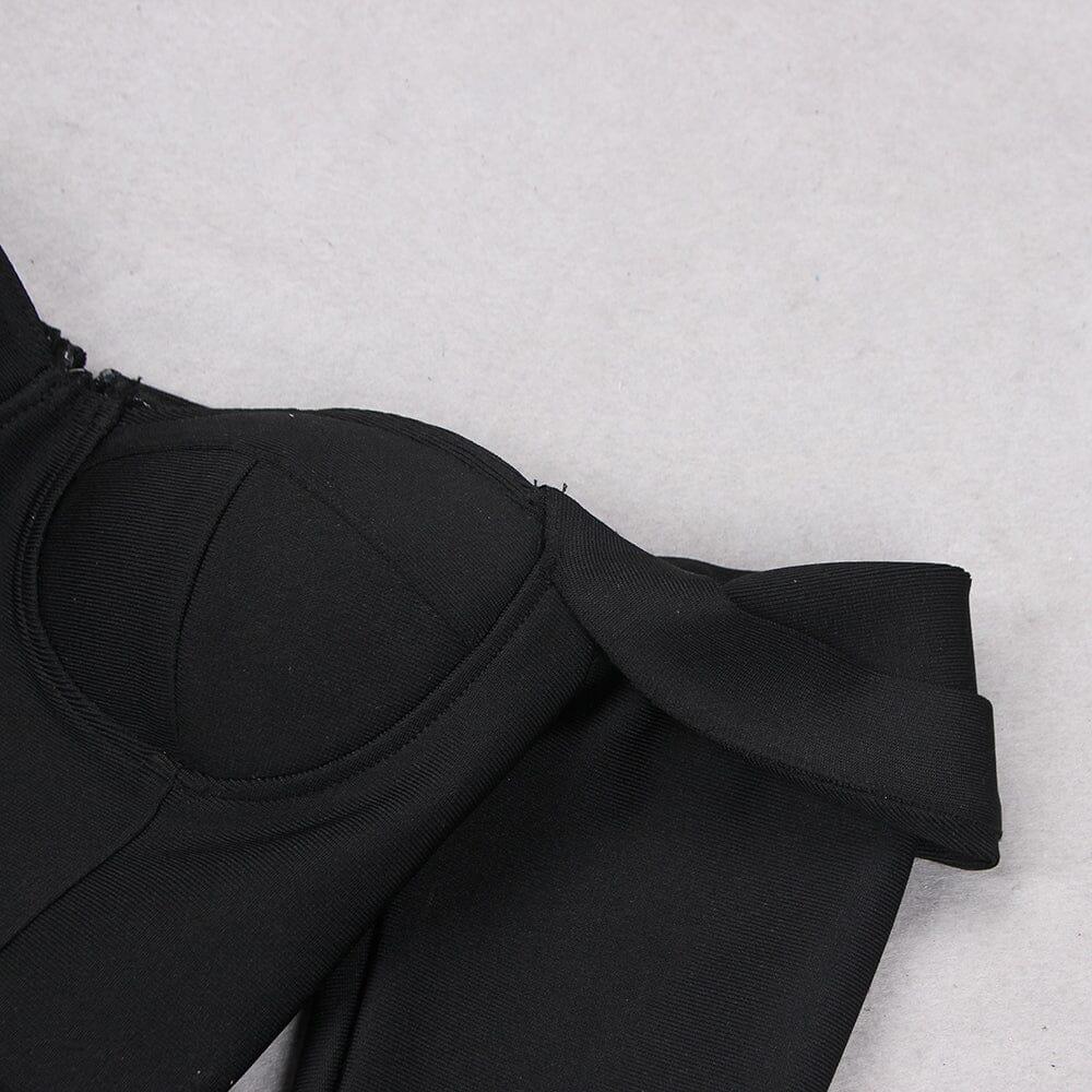 AIIZIE OFF SHOULDER STRAP MINI DRESS IN BLACK - product image