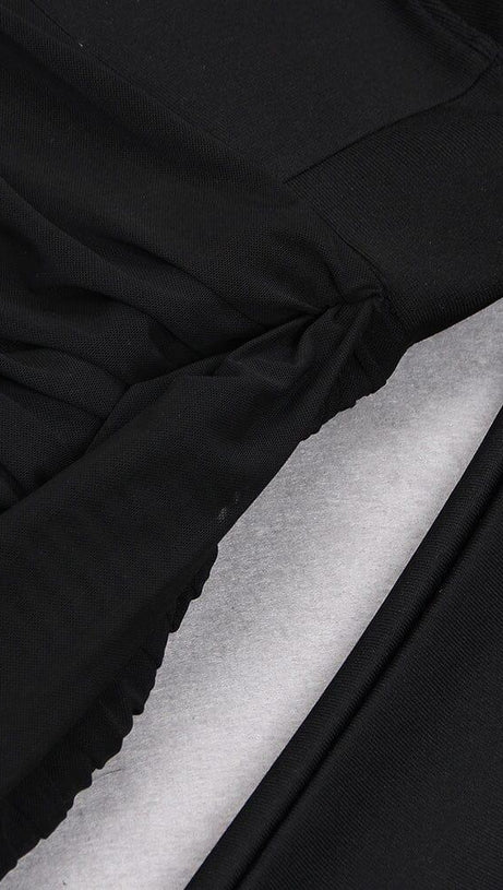 OFF SHOULDER STRAP MINI DRESS IN BLACK