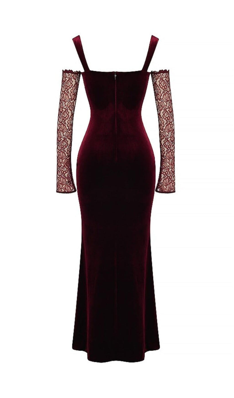 BLACK CHERRY VELVET MAXI DRESS