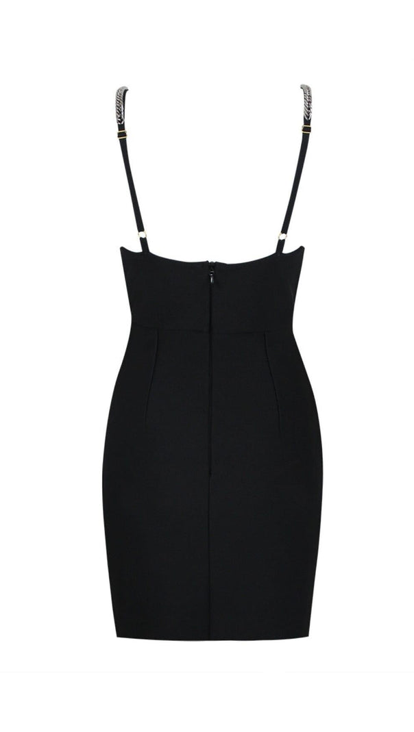 AIIZIE DIAMOND HOLLOW MINI DRESS IN BLACK - product image