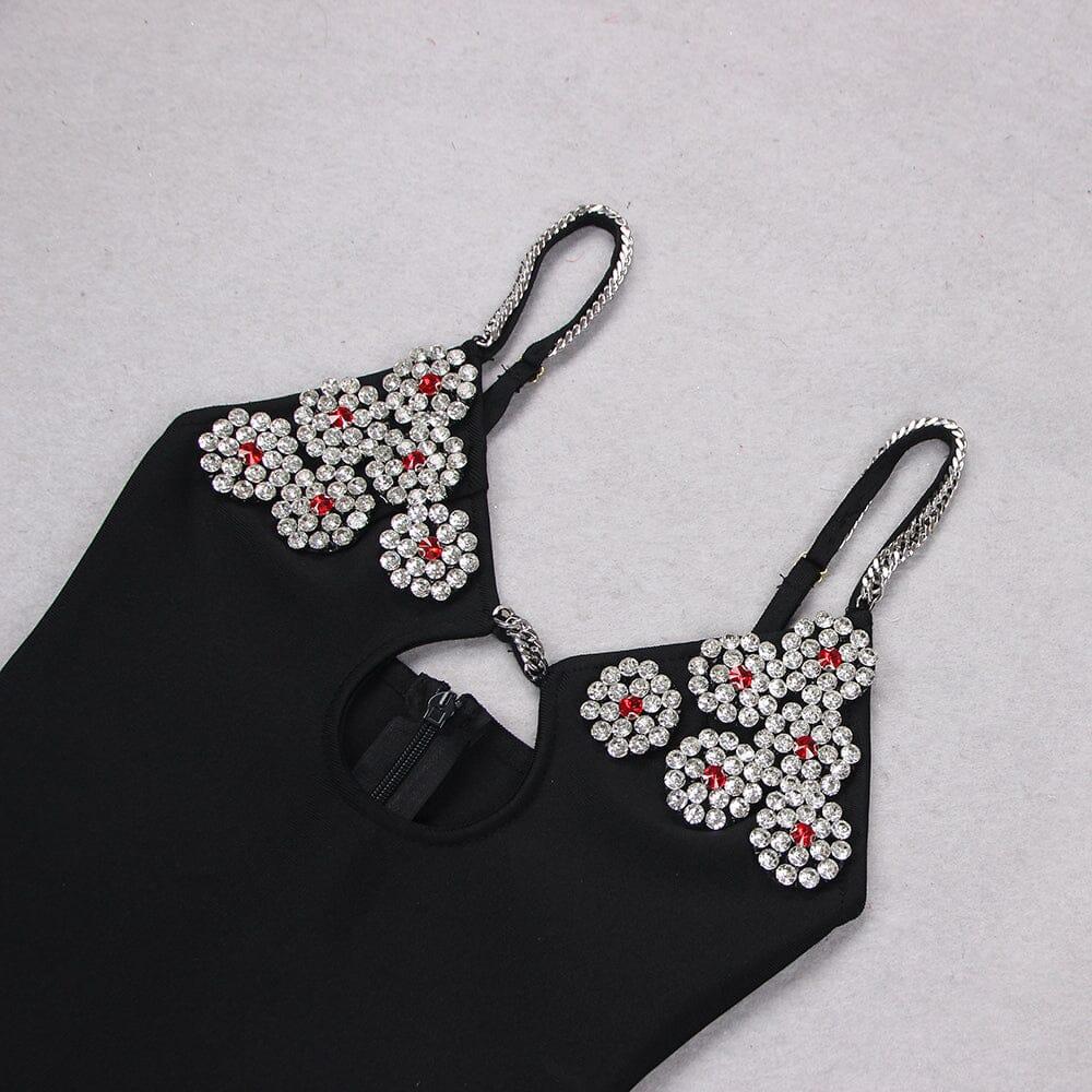 AIIZIE DIAMOND HOLLOW MINI DRESS IN BLACK - product image