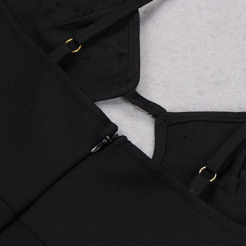 AIIZIE DIAMOND HOLLOW MINI DRESS IN BLACK - product image
